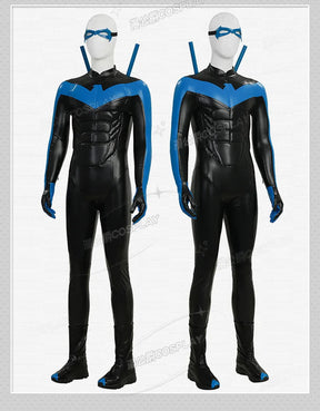 Shusheng-R Nightwing Dick Grayson Cosplay Costume 3D Jumpsuit Catsuit Zentai Man Halloween Party Bodysuit Shoes