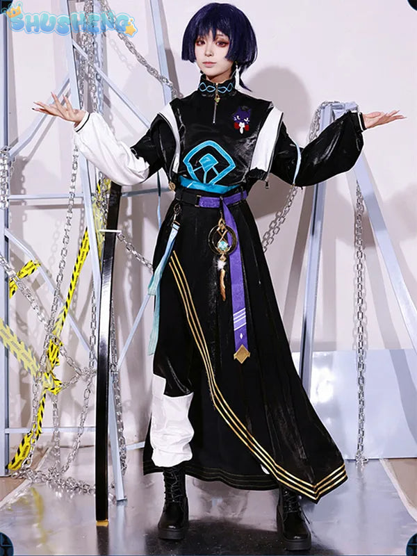 Cosplay Costume Game Genshin Impact Wanderer Men Handsome Unifrom Halloween Comic-con Party Suit Plus Size XS-3XL