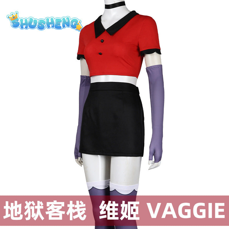 Anime Charlie Morningstar Vaggie Cosplay Hazbin Cos Hotel Fantasia Costume Disguise Adult Women Uniform dress Halloween Suit