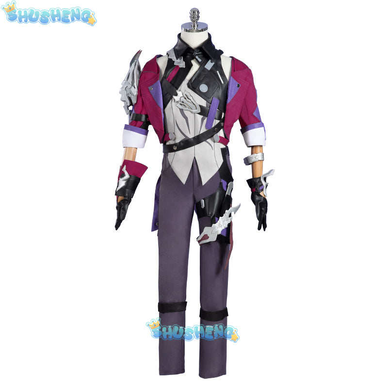 Sampo Koski Cosplay Costume Wig Honkai Star Rail Armor Earrings Red Coat Pants Gloves Hair Mercenary Underworld Astral Express