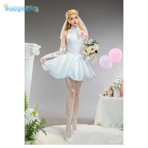 Invisible Woman Susan Storm Richards Cosplay Rivals Costume Halloween Party Women Fantasy Wedding Dress Gloves Socks Sexy Set