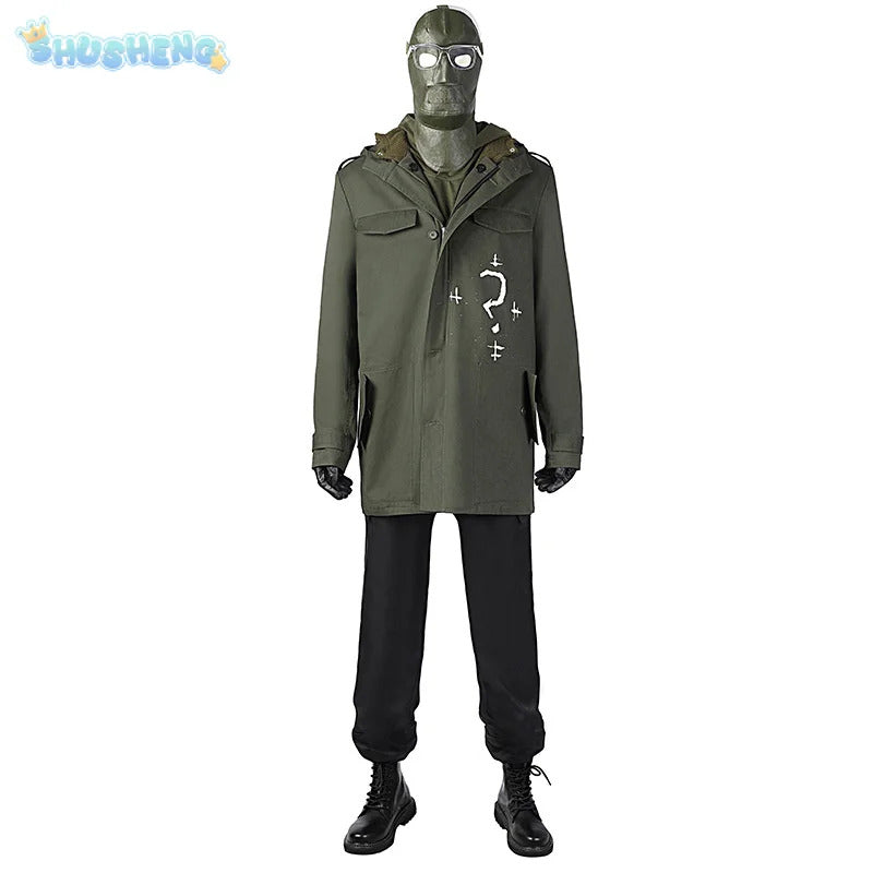 Riddler Edward Nygma superhero Bat Cosplay Costume Mask, jacket, pants, glasses, hoodie, hat, glove set men's fantasy uniform