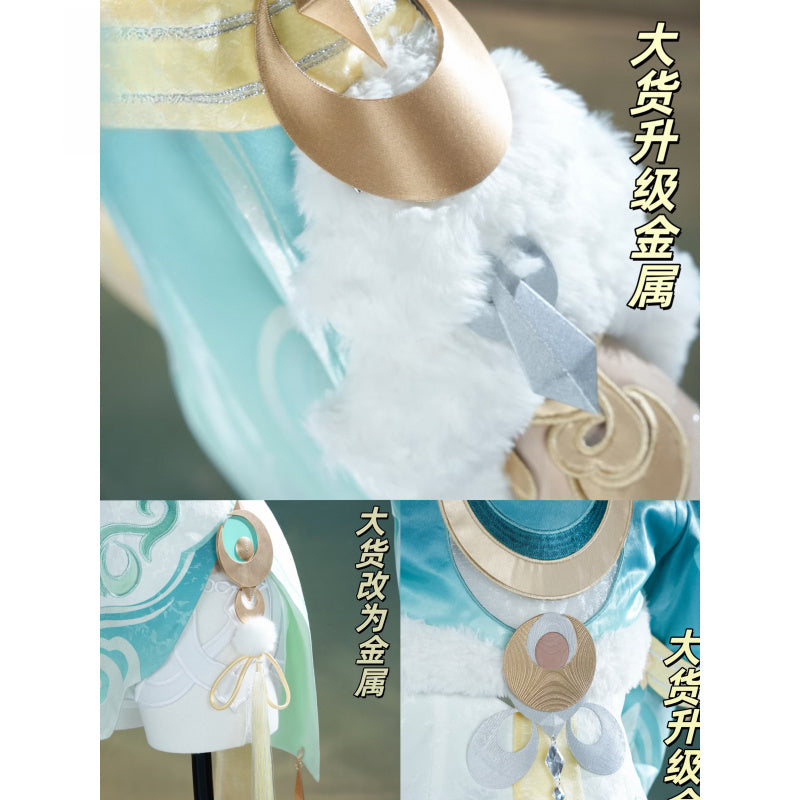 Shusheng-R Genshin Impact Zibai Cosplay Costume Role Play Women Girls Elegant Halloween Party Dress Suit Full Set