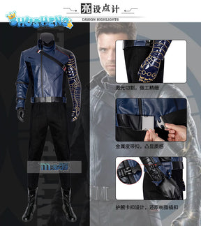 The Falcon and the Winter Soldier Bucky Barnes Cosplay Costume Outfit Coat+Pant Halloween Carnival Suit