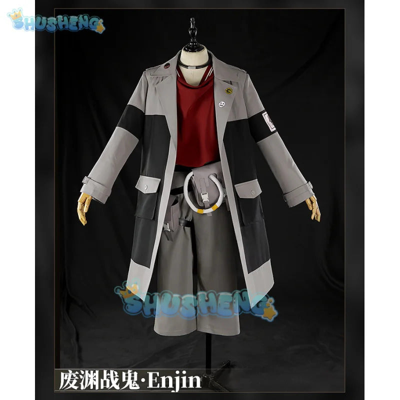 Anime Gachiakuta Enjin Cosplay Costume Uniform Earrings Choker Akuta Cleaners Halloween Party for Women Men Carnival Prop