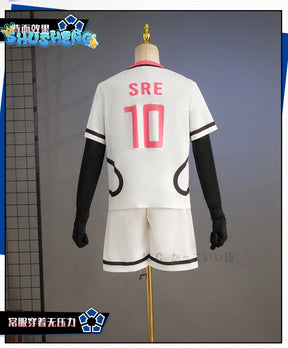 Anime Blue Lock Sae Itoshi Cosplay Costume Wig White Uniform Japan U-20 Team Football Jersey No.10 Sportswear Gloves Men Women
