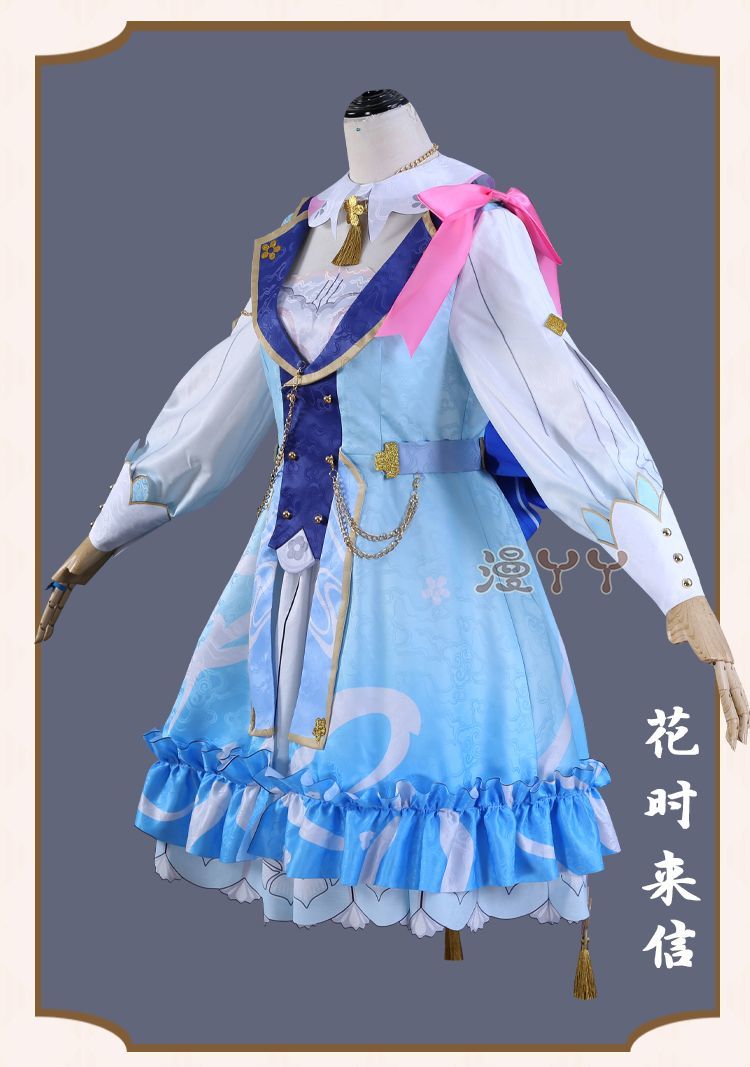 Genshin Impact Kamisato Ayaka New Skin Cosplay Costume Ayaka New Outfits Springbloom Missive Dress Hat Fan Ayaka Dress