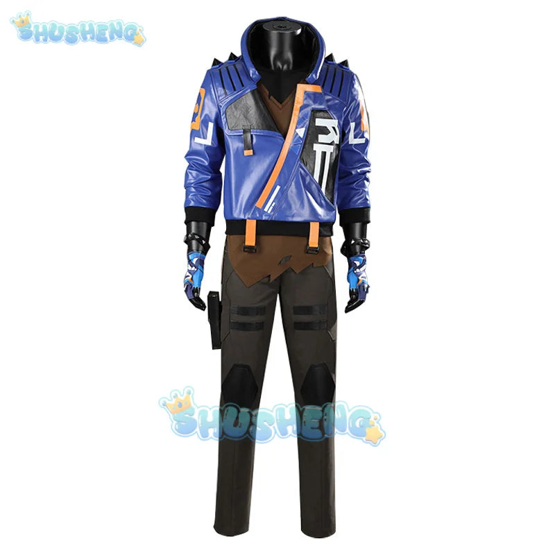 Game Valorant Yoru Cosplay Men Costume Roleplay Fantasia Outfits Jacket Gloves Man Fancy Dress Up Party Clothes For Role Playing