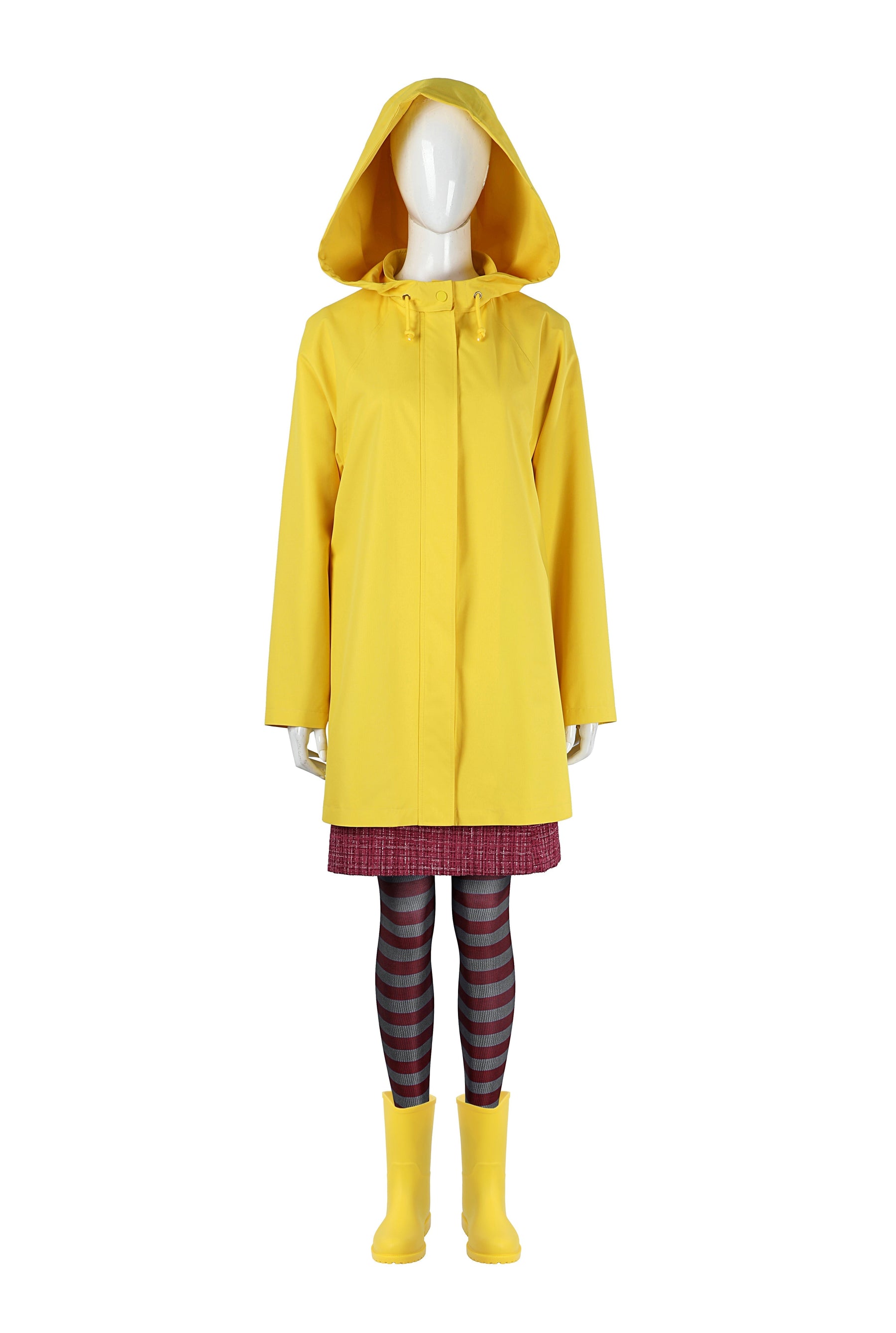 Movie Coraline The Secret Cosplay Costume Coraline Dress with Wybie Lovat Hoodie Jacket Coat Raincoat Halloween Suit