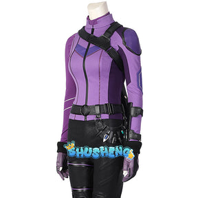 Female Hawkeye Kate Bishop Cosplay Costume with Quiver Hawkeye Super Powered Hero Outfit for Halloweewn Carnival Party