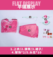 Flora Chongqing 2025 Cosplay Costume Halloween Party New Pink Dress Necklace Prop Set Men Women Fashion Flora Uniform
