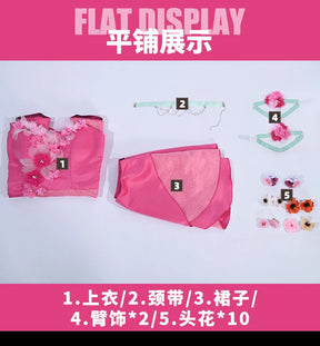 Flora Chongqing 2025 Cosplay Costume Halloween Party New Pink Dress Necklace Prop Set Men Women Fashion Flora Uniform