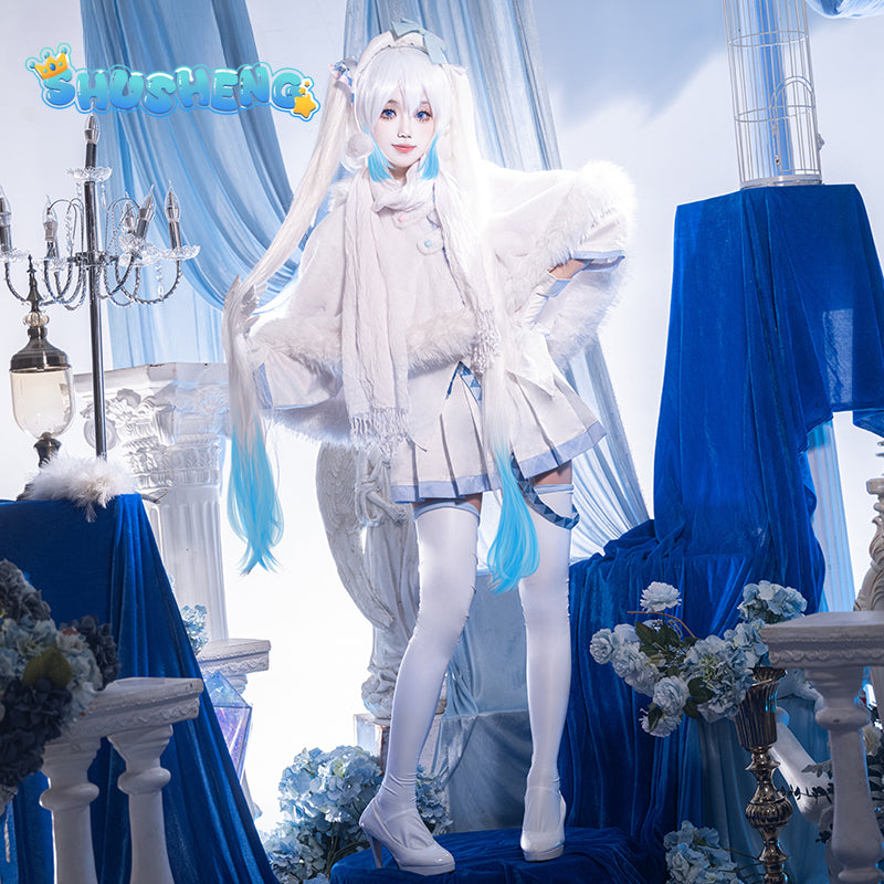 2024 Snow Miku cosplay costume wigs Lolita cute dress hat headwear wig anime Miku Christmas winter snow outfits dress