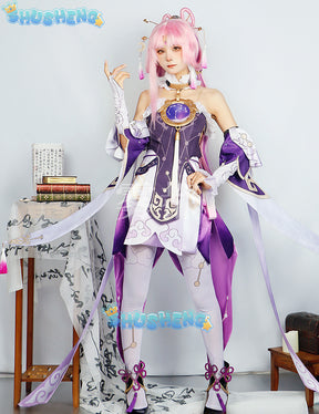 Fu Xuan Cosplay Costume Game Honkai Star Rail Character Fuxuan Uniform Outfit Halloween Party Women Wig Shoes