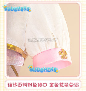 Cosplay Game VTuber Ace Taffy Cosplay Costume Wig YouTuber Ace Taffy Pink Dress Headwear Gloves Stockings Set Convention Event