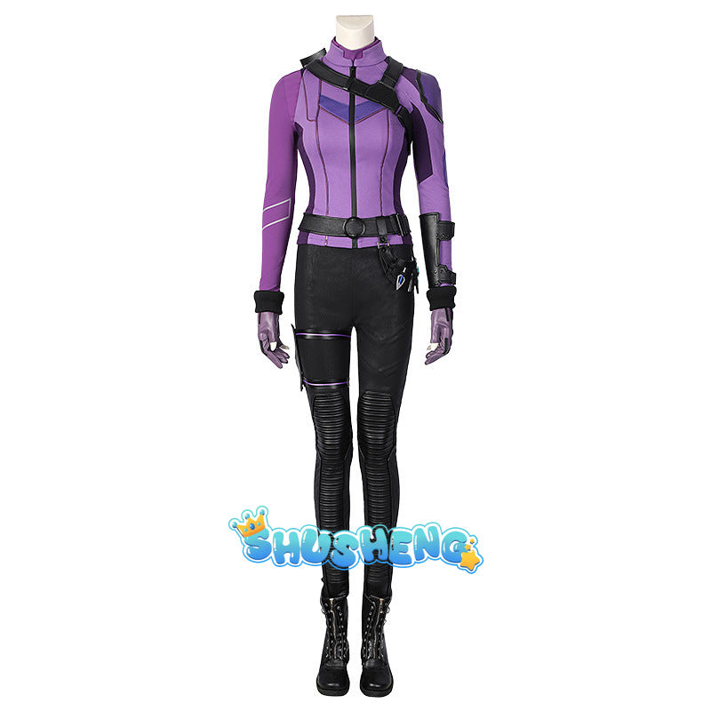 Female Hawkeye Kate Bishop Cosplay Costume with Quiver Hawkeye Super Powered Hero Outfit for Halloweewn Carnival Party