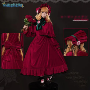 Rozen Maiden Shinku Cosplay Reiner Rubin Costume Cloak accessories Props Halloween carnival gorgeous red oversized dress set