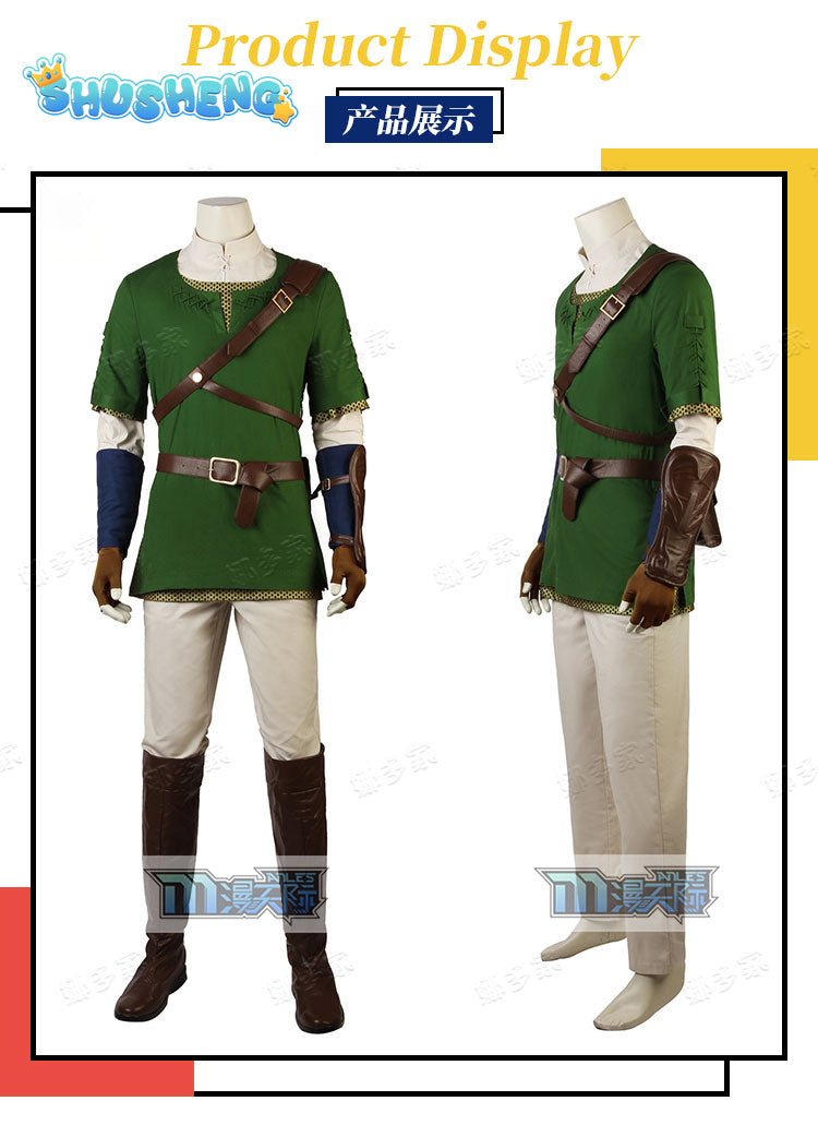 Game Twilight Princess Cosplay Costume Link Role-playing Battle Uniform Halloween Party Full Props With Hat Boots