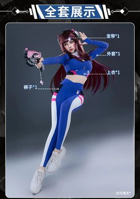D.Va Overwatch OW Cosplay Costume Halloween party casual tight yoga suit top pants jacket set men women sports D.Va uniform