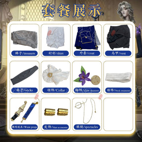 Alva Lorenz Cosplay Game Identity V Hermit Costume Graduation Ceremony Gentlemen Uniform Suit Halloween Party Outfit for Man