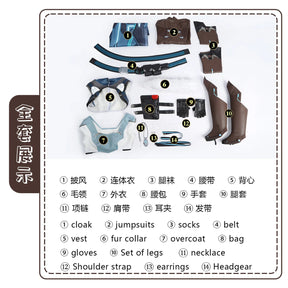 Freja Overwatch OW Cosplay Costume Cloak jumpsuit waist belt vest gloves waist bag shoes prop set Halloween men women uniform