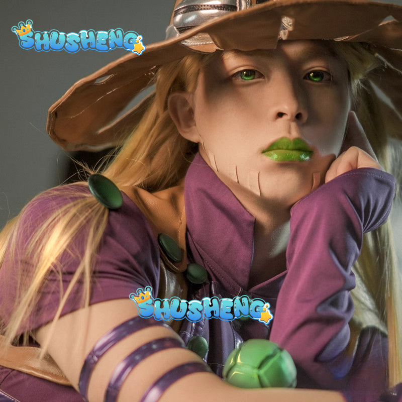 JoJo's Bizarre Adventure Steel Ball Run Gyro Zeppeli Cosplay Costume Spin Master Cosplay Costume Full Set with Hat Halloween