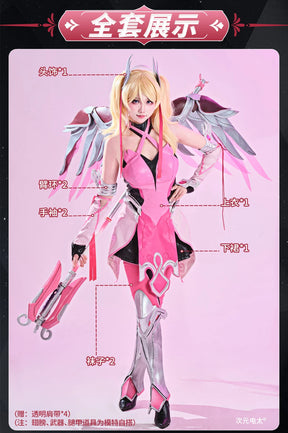 Mercy Angela Ziegler Overwatch OW Cosplay red angel Costume Halloween leather jumpsuit props wig accessories uniform Woman set