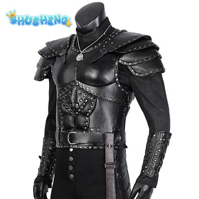 Geralt of Rivia Cosplay Fantasia Costume Leather Jacket for Adult Man Uniform Top Pants Belt Outfit Halloween Carnival Costumes