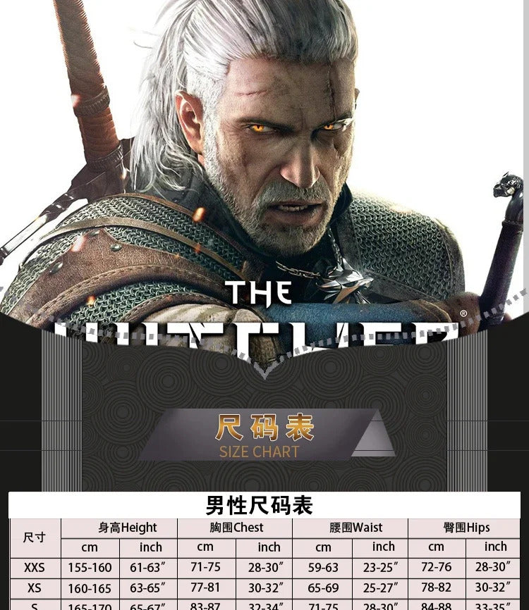 Witcher 3：Wild Hunt Geralt Cosplay Geralt of Rivia Costume Men Vest pants jacket armor belt gloves  full set Halloween uniform