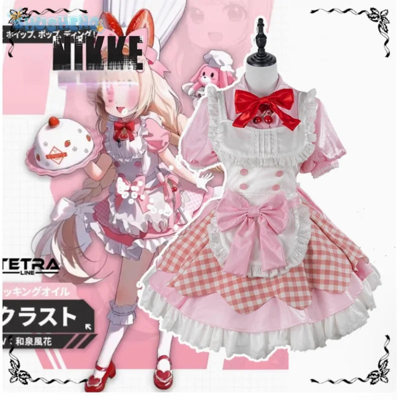 Goddess of Victory: Nikke Kloster Cosplay Kurōsutā Costume Women Pink Halloween Party Lolita Sweet Dress Tie Socks Props Uniform