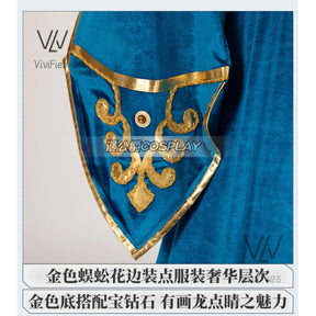 Blue velvet princess dress Zelda cosplay costume woman top skirt outfit full set and wig are sold custom size