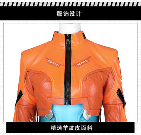 Overwatch2 Cosplay Juno Costume Leather Coat Jumpsuit Outfit Elastic Bodysuit Full Set and Individual Items Are Sold Custom Size