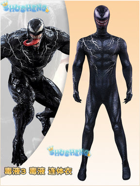 Black Venom Symbiote  Costume Cosplay 3D Printed Spandex Superhero Zentai Suits Bodysuit Halloween Costume Adult