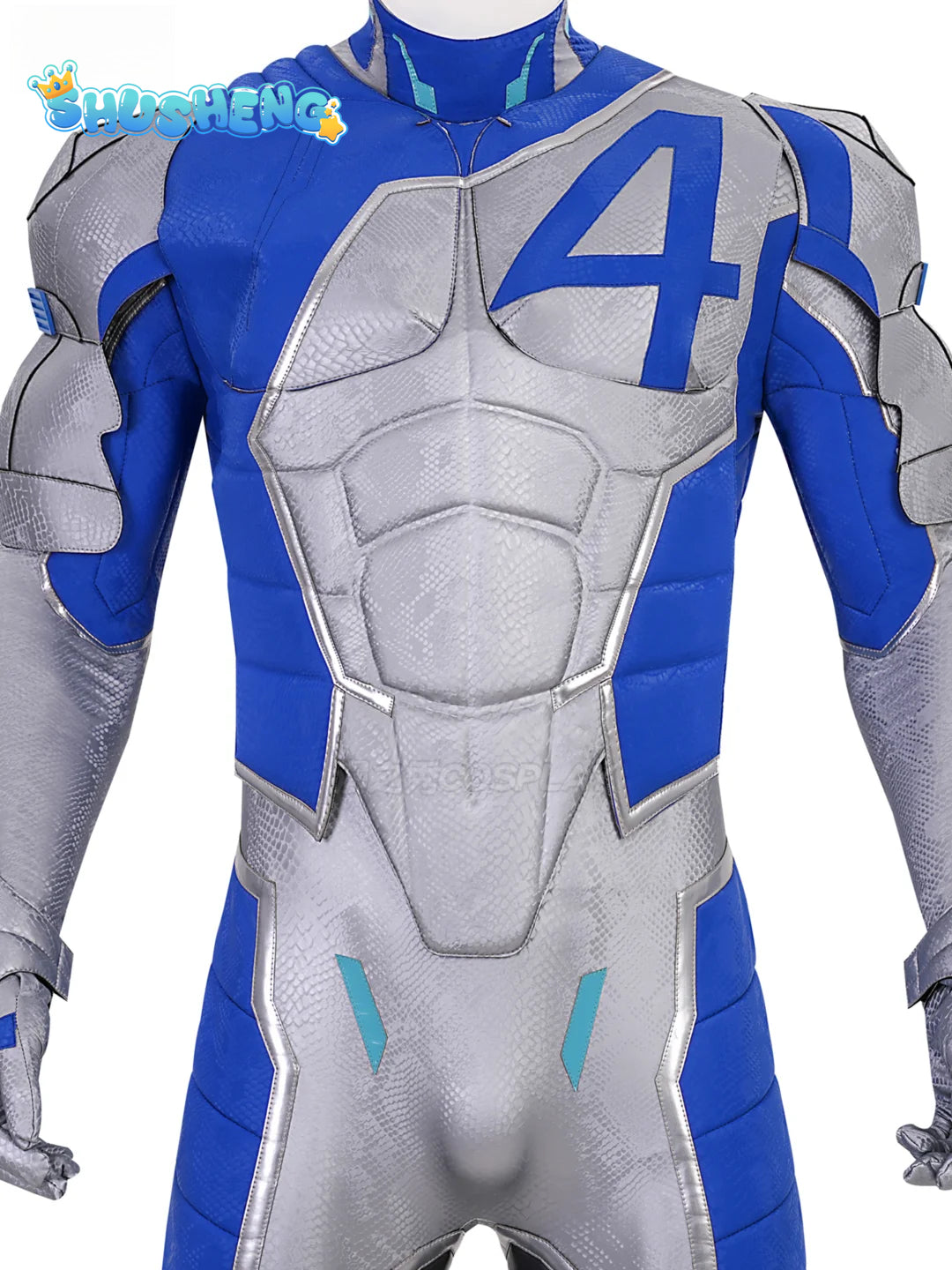 Game Cosplay Series: Marvel Rivals Mister Fantastic Reed Richards Cosplay Costume Full Suit with No.4 Emblem Shoulder Armor Shushengcos