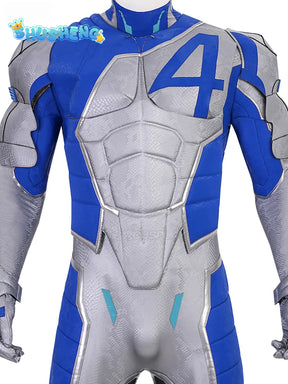 Game Cosplay Series: Marvel Rivals Mister Fantastic Reed Richards Cosplay Costume Full Suit with No.4 Emblem Shoulder Armor Shushengcos