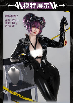 GODDESS OF VICTORY: NIKKE Quency Kansi Escape Queen Cosplay Costume Sexy black leather jumpsuit prop accessory Halloween set