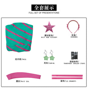 Winx Club Stella Cosplay Costume Anime Magical Fairy Party Green Dress Props Halloween Roleplay Outfit Costume Woman Disguise