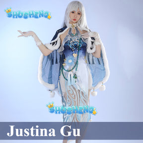 Naraka Bladepoint Justina Gu Cosplay Costume for Women Girls Men Adult Anime Outfit Halloween Party Role Play New Arrival