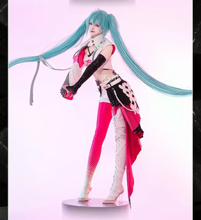 Miku Mochizuki Kei Cosplay 2025 Racing uniform Costume Halloween party new leather top, skirt, jacket, props, wig Woman set