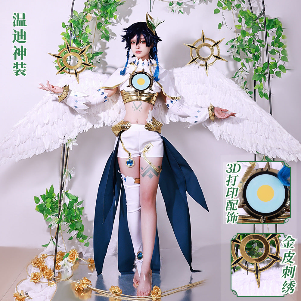 Genshin Impact Cosplay Costume Monde Fengshen Barbatos Comic Version Venti Costume Divine Costume Halloween Cosplay