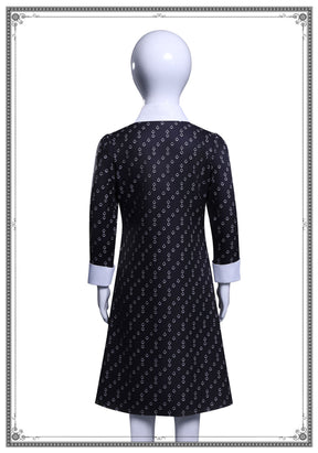 Wednesday Addams Halloween Costume Gothic Costume Wednesday Dress Black Dress White Collar Girls Halloween Costume Dusk Dress