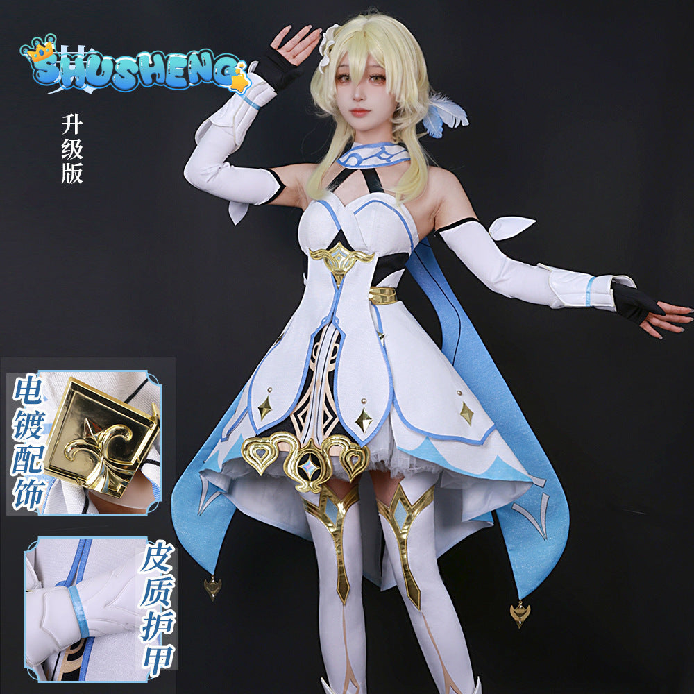 Game Genshin Impact Lumine Cosplay Costume Role Play Dress Hallowmas Party Wigs Animation Prop