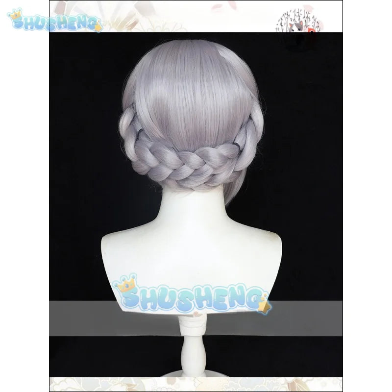 Wuthering Waves Sanhua Cosplay Wig 45cm Silver Gray Short Hair Glace Mutant Resonator Jinhsi Jinzhou Halloween Party for Women