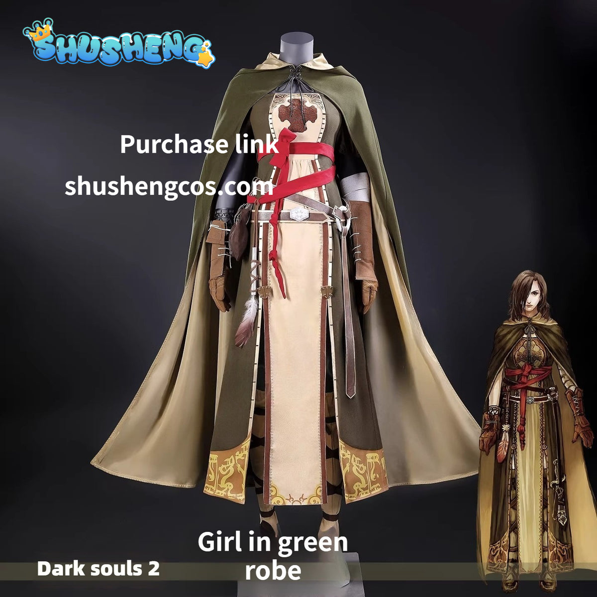 Game Cosplay Series: Dark Souls II-Shanalotte (Emerald Herald)  Cosplay gorgeous Costume full set Shushengcos S-3XL