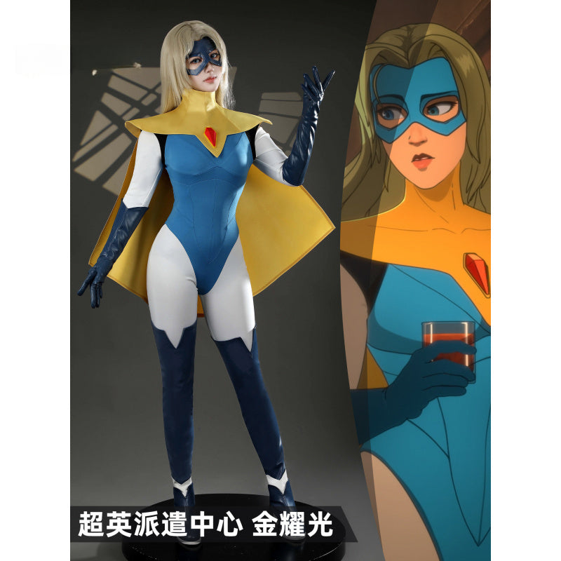 Shusheng-R Dispatch Blonde Blazer Cosplay Costume Superhero 3D Jumpsuit Shoes Sexy Women Zentai Female Halloween Party Bodysuit