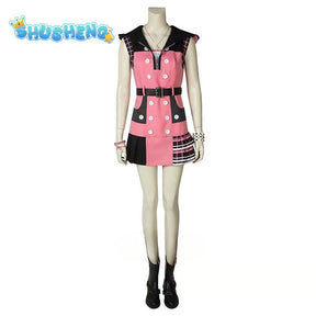 King Hearts III Kairi Cosplay Women Pink Dress Girl Skirt Halloween Costume for Women