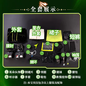 Arknights Mon3tr Cosplay Costume M3 Uniform Black Green Outfit Headwear Rhodes Island Halloween Party for Women Girls Props