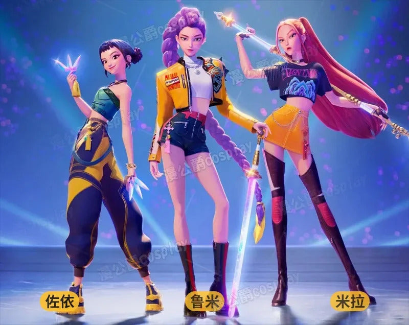 Anime KPop Demon Hunters Mira Cosplay Costume Black Gold Stage Outfit Huntrix Uniform Halloween Party Women Girls Carnival