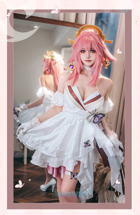 Genshin Impact Yae Miko Dress Flower Marriage Cosplay Costume Cos Game Anime Party Uniform Hallowen Play Role Clothes Clothing