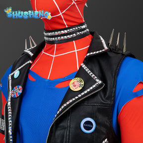 Spider Punk Men Cosplay Costume Hobie Brown Across The Spider-verse Superhero Jumpsuit Halloween Comic-con Props Bodysuit Gifts